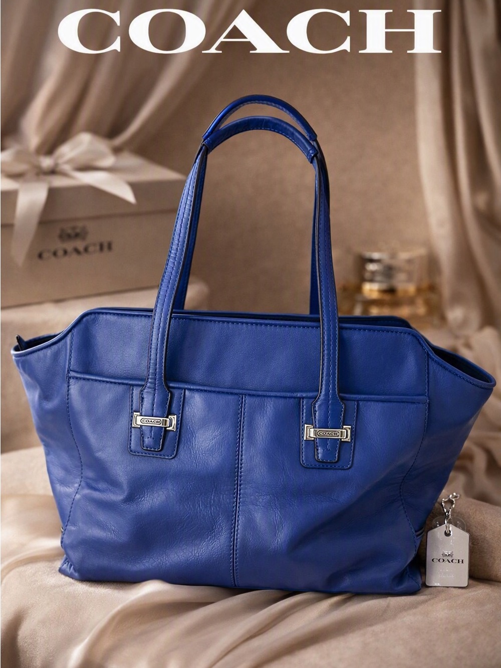 NWOT Coach Taylor Alexis Blue Leather Carryall Tote Bag satchel F25205 purse
